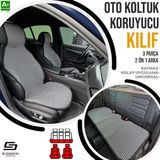 S-dizayn Oto Koltuk Koruyucu Kılıf Çizgili Füme Beyaz Universal 2+1 Parça Ön Arka A+ Kalite