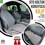 S-dizayn Oto Koltuk Koruyucu Kılıf Füme Universal 2+1 Parça Ön Arka A+ Kalite