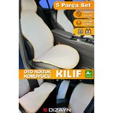 S-Dizayn Oto Koltuk Koruyucu Kılıf Set Krem Universal 2+3 Parça Ön Arka - Krem 130