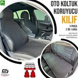 S-dizayn Oto Koltuk Koruyucu Kılıf Siyah Universal 2+1 Parça Ön Arka A+ Kalite