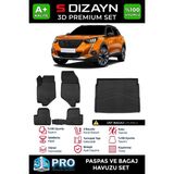 S-Dizayn Peugeot 2008 3D Pro Havuzlu Paspas ve Üst Bagaj Havuzu Seti (2'li SET) 2019-2023 A+ Kalite - Siyah
