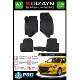 S-Dizayn Peugeot 208 2 3D Pro Havuzlu Paspas 2019 Üzeri A+ Kalite - Siyah