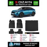 S-Dizayn Peugeot 3008 Hybrid 3D Pro Havuzlu Paspas ve Bagaj Havuzu Seti (2'li SET) 2024 Üzeri A+ Kalite - Siyah