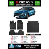 S-Dizayn Peugeot 408 3D Pro Havuzlu Paspas ve Bagaj Havuzu Seti (2'li Set) 2023 Üzeri A+ Kalite - Siyah