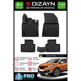 S-Dizayn Renault Captur 3D Pro Havuzlu Paspas 2019 Üzeri A+ Kalite - Siyah