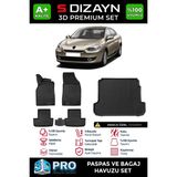 S-Dizayn Renault Fluence 3D Pro Havuzlu Paspas ve Bagaj Havuzu Seti (2'li SET) 2010-2016 A+ Kalite - Siyah