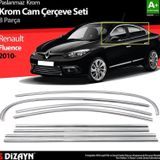 S-Dizayn Renault Fluence Krom Cam Çerçeve Seti 8 Prç 2010 Üzeri A+ Kalite