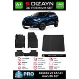 S-Dizayn Renault Kadjar 3D Pro Havuzlu Paspas ve Bagaj Havuzu Seti (2'li Set) 2015 Üzeri A+ Kalite - Siyah