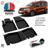 S-Dizayn Renault Kangoo 4D Havuzlu Paspas 2024 Üzeri A+ Kalite - Siyah