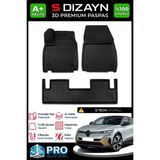 S-Dizayn Renault Megane E-Tech 3D Pro Havuzlu Paspas 2022 Üzeri A+ Kalite 3DS-SDZ136 - Siyah