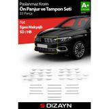 S Dizayn S-Dizayn Fiat Egea Krom Ön Panjur ve Tampon Çıta Seti Diamond Model 22 Prç. 2020 Üzeri (Parlak Krom)