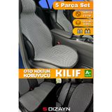 S Dizayn S-Dizayn Oto Koltuk Koruyucu Kılıf Set Çizgili Füme Beyaz Universal 2+3 Parça Ön Arka TOK-CFB-5