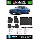 S-Dizayn Skoda SuperB 3D Pro Havuzlu Paspas ve Bagaj Havuzu Seti (2'li SET) 2024 Üzeri A+ Kalite - Siyah