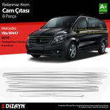 S-Dizayn Vito W447 Krom Cam Alt Çıtaları 8 Prç. (Tek Sürgülü Kapı-L2 Orta Şasi) 2014-2020
