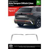 S-Dizayn Volkswagen Tiguan Krom Arka Tampon Difüzör Çıtası Oem Still 2 Prç. 2024 Üzeri A+ Kalite