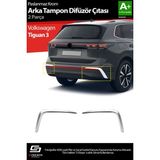 S-Dizayn Volkswagen Tiguan Krom Arka Tampon Difüzör Çıtası Oem Still 2 Prç. 2024 Üzeri A+ Kalite