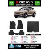 S-Dizayn Volvo EX40 3D Pro Havuzlu Paspas ve Bagaj Havuzu Seti (2'li Set) 2023 Üzeri A+ Kalite - Siyah