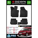 S-Dizayn Vw Caddy 3D Pro Havuzlu Paspas 2004-2010 A+ Kalite 3DS-SDZ154 - Siyah