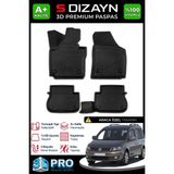 S-Dizayn Vw Caddy 3D Pro Havuzlu Paspas 2010-2015 A+ Kalite 3DS-SDZ155 - Siyah