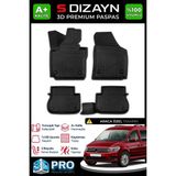 S-Dizayn Vw Caddy 3D Pro Havuzlu Paspas 2015-2020 A+ Kalite 3DS-SDZ156 - Siyah