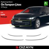 S-Dizayn VW Golf 8.5 Makyajlı HB Krom Ön Tampon Çıtası 4 Prç. 2024 Üzeri A+ Kalite - (ClearEyelets)Black-RadiantOrchid