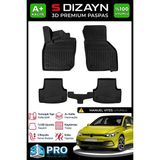 S-Dizayn Vw Golf 8 Manuel 3D Pro Havuzlu Paspas 2020-2024 A+ Kalite 3DS-SDZ022 - Siyah