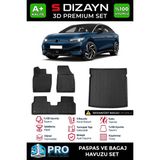 S-Dizayn Vw Id7 D Pro Havuzlu Paspas ve Bagaj Havuzu Seti (2'li Set) 2023 Üzeri A+ Kalite - Siyah