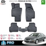 S-Dizayn Vw Passat B6 3D Pro Havuzlu Paspas 2005-2010 A+ Kalite - Siyah