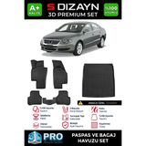 S-Dizayn Vw Passat B6 3D Pro Havuzlu Paspas ve Bagaj Havuzu Seti (2'li Set) 2005-2010 A+ Kalite - Siyah