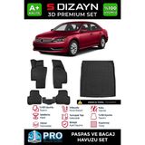 S-Dizayn Vw Passat B7 3D Pro Havuzlu Paspas ve Bagaj Havuzu Seti (2'li Set) 2010-2014 A+ Kalite - Siyah