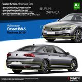 S-Dizayn VW Passat B8.5 Business Krom Aksesuar Seti 24 Parça 2019-2023 A+ Kalite Uyumlu Volkswagen Modeli