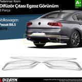S-Dizayn VW Passat B8.5 Krom Egzoz Görünümü Difüzör Çıtası 3 Parça 2019 ve Üzeri