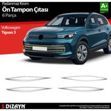 S-dizayn Vw Tiguan 3 Krom Ön Tampon Çıtası 6 Prç. 2024 Üzeri A+ Kalite