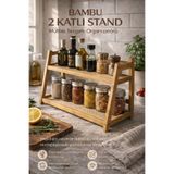 s elsa home Bambu Soft 2 Katlı Çok Amaçlı Stand Bambu 2 Katlı Raf| Ahşap Bambu Mutfak ve Banyo Düzenleyici Raf