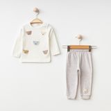 S Erkek Bebek Günlük Giyim %100 Pamuklu Yumuşak Kumaş Alt Üst Uzun Kollu 2'li Pijama Takımı - 6 - 9 Ay - Gri
