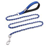 S-ETOVUS Çiğnemeye dayanıklı metal tasma zinciri, köpek tasması, orta büyük köpekler için, zincir bağlantısı, köpek tasması, çiğnemez, 5,2 m, güçlü ısırmaz, rahat yumuşak dolgulu sap, mavi