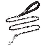 S-ETOVUS Çiğnemeye karşı dayanıklı, metal tasma, köpek tasması, orta büyük köpekler için, zincir bağlantısı, köpek tasması, çiğnemez, 4 m, güçlü ısırmaz, rahat, yumuşak dolgulu sap, siyah