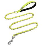 S-ETOVUS Çiğnemeye karşı dayanıklı, metal tasma, köpek tasması, orta büyük köpekler için, zincir bağlantısı, köpek tasması, çiğnemez, 5 m, güçlü ısırmaz, rahat, yumuşak dolgulu sap, sarı