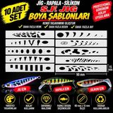 S.F. Jig Jig, Rapala, Silikon Balık Boya Şablonu 90mm Set1 –10 Adet- Balık Desen Aparatı – Airbrush ve Sprey Boya Için Esnek Şablon