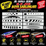 S.F. Jig Jig, Rapala , Silikon Balık Boya Şablonu 90MM Set2 –10 Adet- Balık Desen Aparatı – Airbrush ve Sprey Boya Için Esnek Şablon