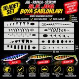 S.F. Jig Jig, Rapala, Silikon Balık Boya Şablonu 90MM Set3 –10 Adet- Balık Desen Aparatı – Airbrush ve Sprey Boya Için Esnek Şablon