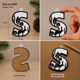 S Harf Yılbaşı Süsü – Mdf Çam Ağacı Desenli Asılabilir Dekor (5X5 Cm)