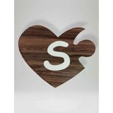 S Harfi (Sol Parça) – Ahşap Puzzle Kalp Harf Magnet – Buzdolabı Süsü – İkili Uyumlu (kod:1033)