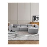 S Home Design Concept Frida 4 Modül Pofidik Modüler Kanepe L Köşe Koltuk Takımı, Keten, Açık Gri 295x190 Cm