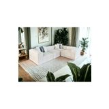 S Home Design Concept Frida 4 Modül Pofidik Modüler Kanepe L Köşe Koltuk Takımı, Sağ Köşe Yönsüz Kadife Kırık Beyaz