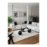 S Home Design Concept Frida 5 Modül Pofidik Modüler Kanepe L Köşe Koltuk Takımı, Yönsüz Kadife Beyaz
