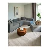 S Home Design Concept Frida 5 Modül Pofidik Modüler Kanepe L Köşe Koltuk Takımı, Yönsüz Kadife Gri