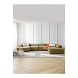 S Home Design Concept Frida 5 Modül Pofidik Modüler Kanepe Xl Köşe Koltuk Takımı Sağ Köşe, Keten Yağ Yeşili