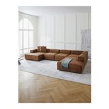 S Home Design Concept Frida 5 Modül Pofidik Modüler Kanepe Xl Köşe Koltuk Takımı Sağ Köşe, Nubuk Kahverengi