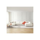 S Home Design Concept Frida 5 Modül Pofidik Modüler Kanepe XL Köşe Koltuk Takımı, Sağ Köşe, Yönsüz Kadife, Kırık Beyaz
